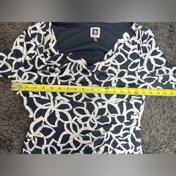 Anne Klein Elegant Slate and light cream floral Patterned Dress women’s size 8 - Picture 12 of 17